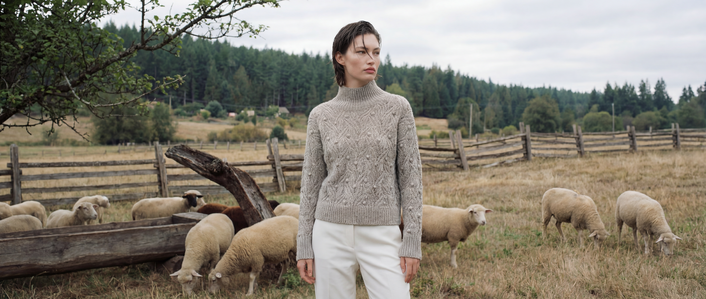 Cashmere Mock-Neck Cable Sweater