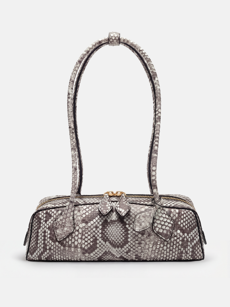 Snake Scale Zip Baguette Bag
