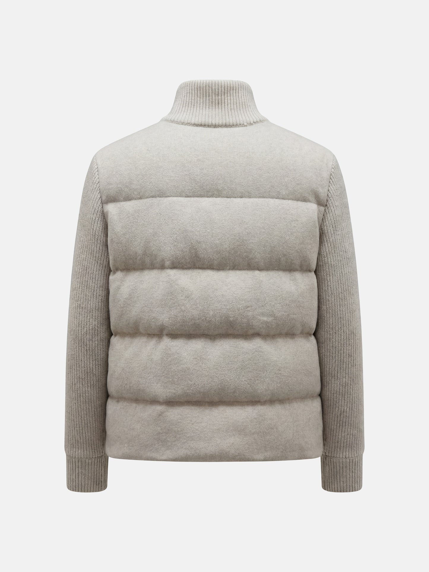 SELVANE Cashmere Quilted Zip Jacket in a compact silhouette, featuring a quilted front and rib-knit sleeves.