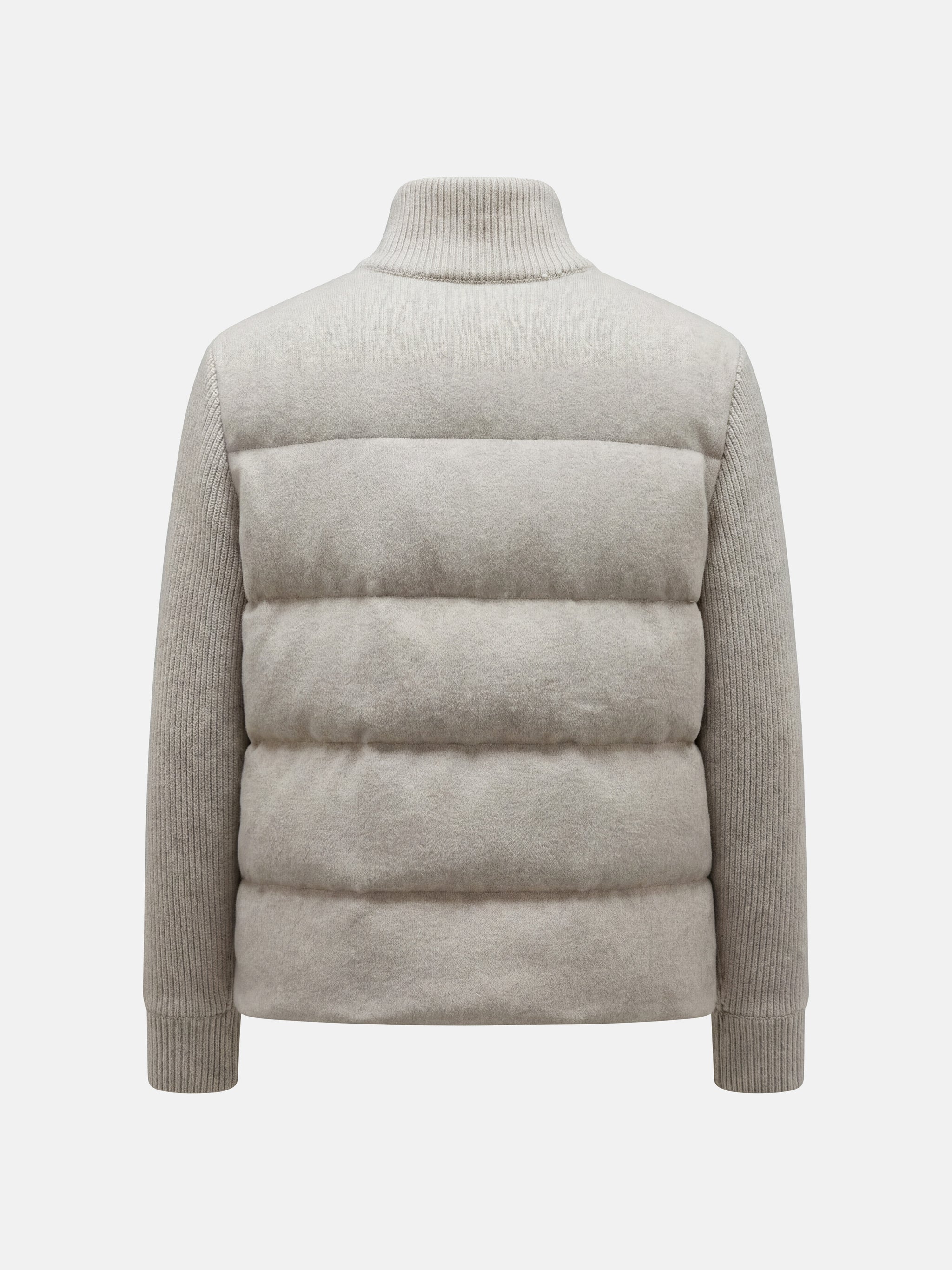 SELVANE Cashmere Quilted Zip Jacket in a compact silhouette, featuring a quilted front and rib-knit sleeves.