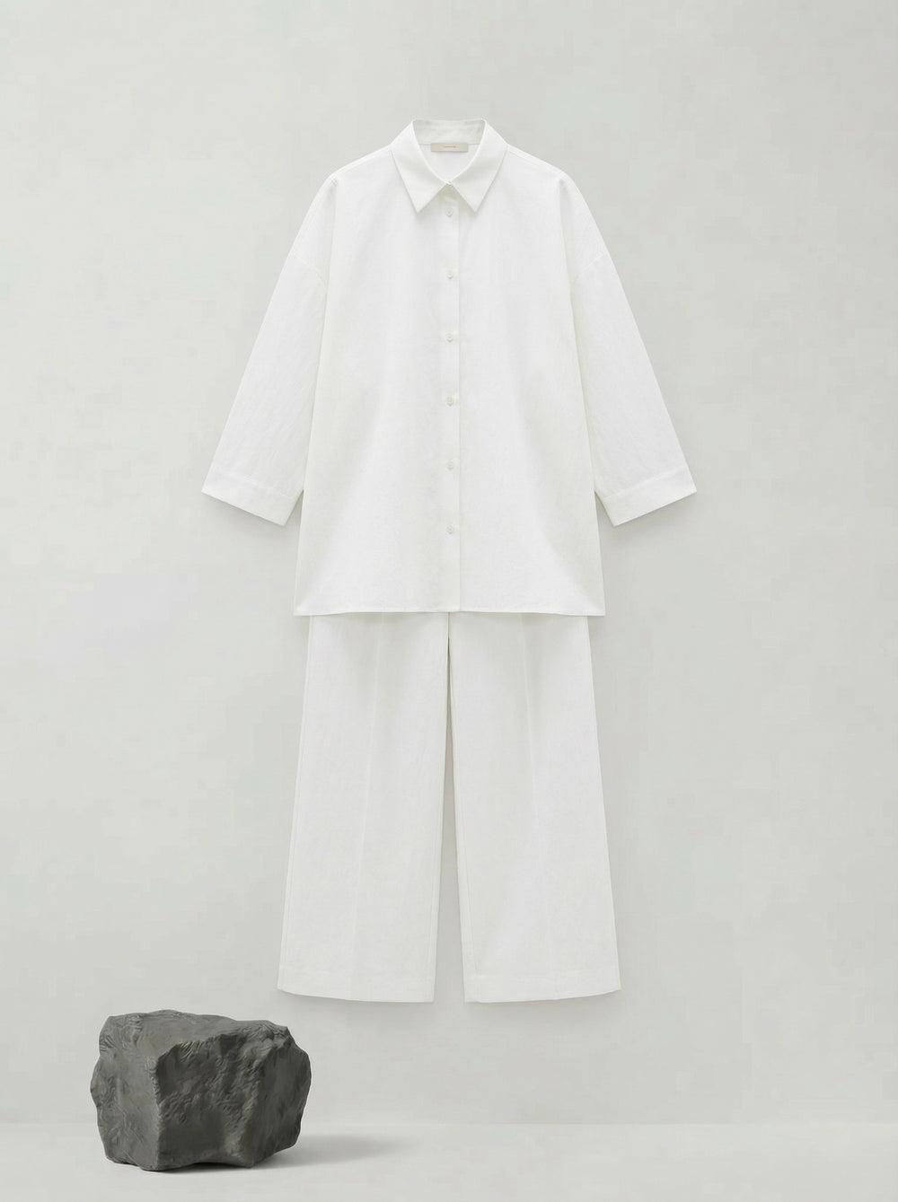 Bow-Tie Blouse & Wide-Leg Trousers Set