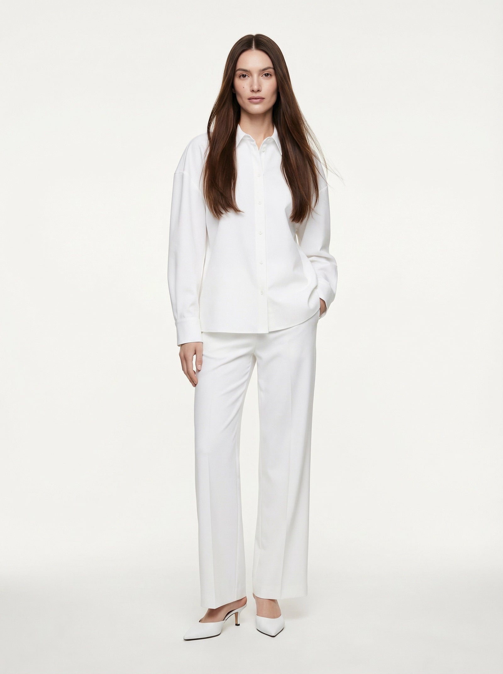 Bow-Tie Blouse & Wide-Leg Trousers Set