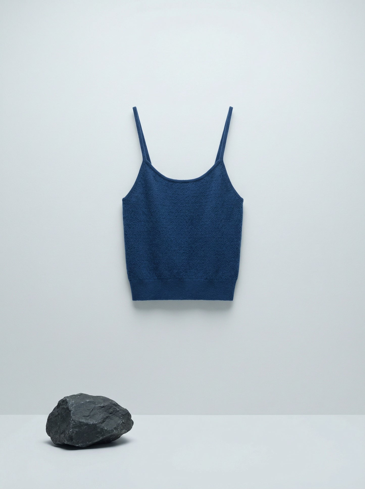Sleeveless SELVANE Jacquard Knit Tank in muted grey-blue, featuring intricate diamond pattern, horizontal stripes, scoop neckline, and ribbed hem.