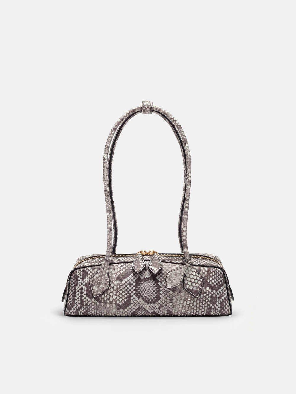 Snake Scale Zip Baguette Bag