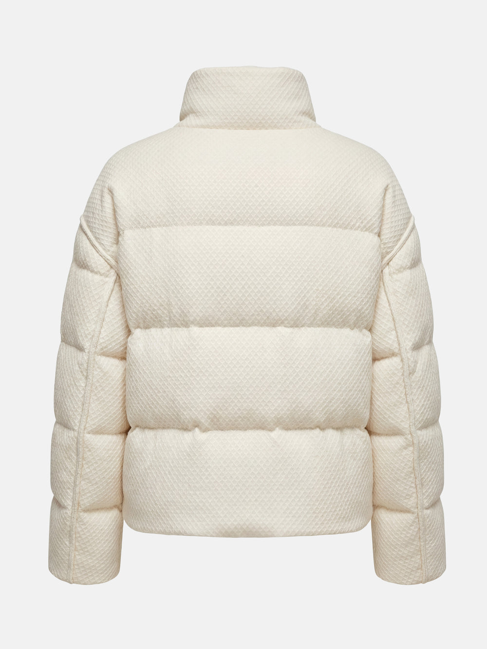 Textured High-Neck Down Jacket — on model