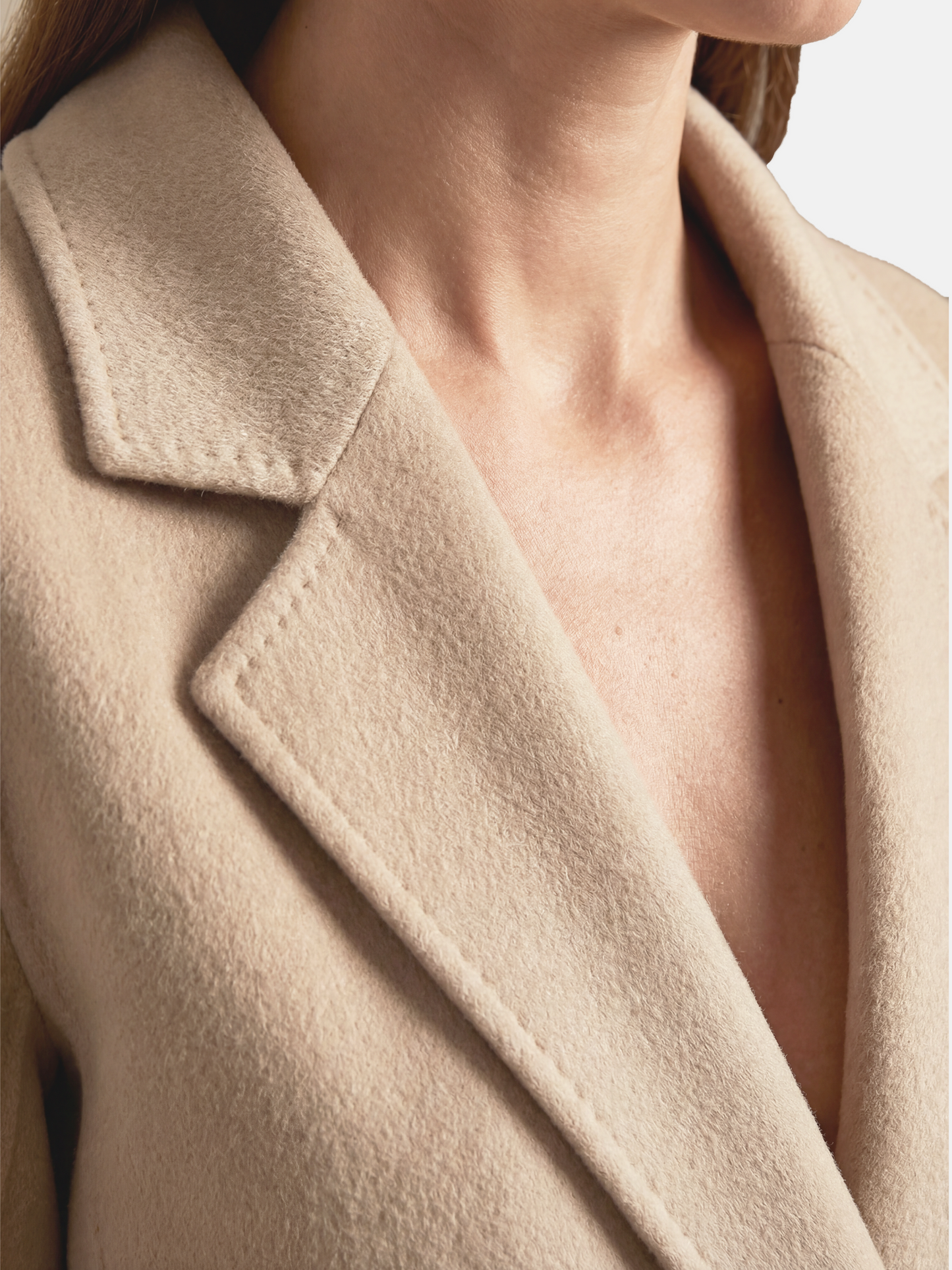 SELVANE Sand Camelhair Belted Coat - Outerwear | lifestyle shot | Handcrafted Luxury