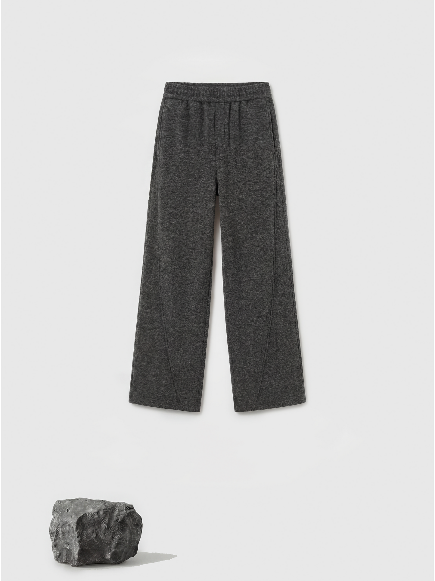 SELVANE Structured Wide-Leg Trousers in subtle mélange, featuring a fluid fall and softly structured silhouette, clean at the waist.