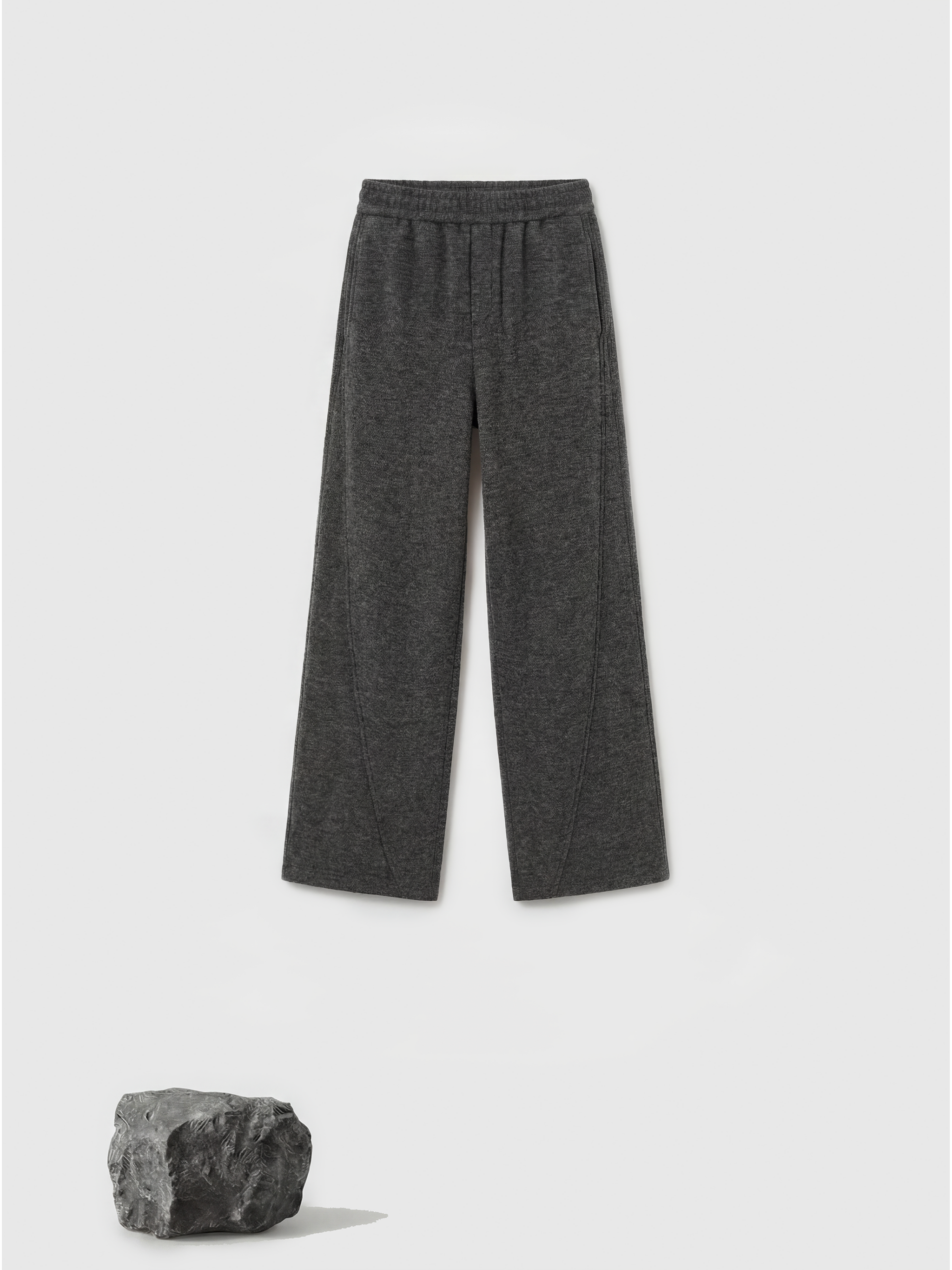 SELVANE Structured Wide-Leg Trousers in subtle mélange, featuring a fluid fall and softly structured silhouette, clean at the waist.