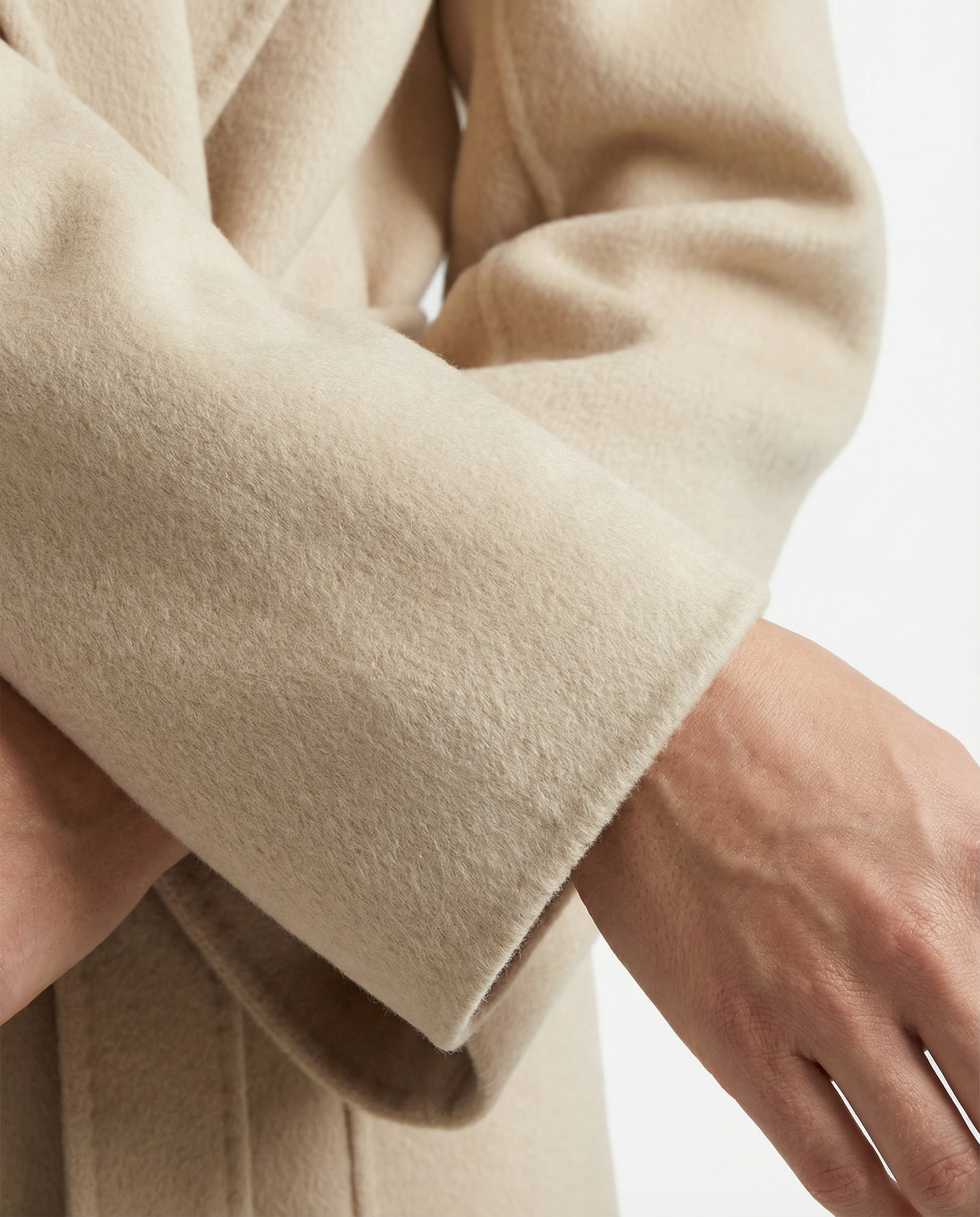 SELVANE Sand Camelhair Belted Coat - Outerwear | view 6 | Handcrafted Luxury